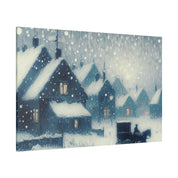 Snowy Village Snowscape Expressionist Artwork Winter Painting Canvas