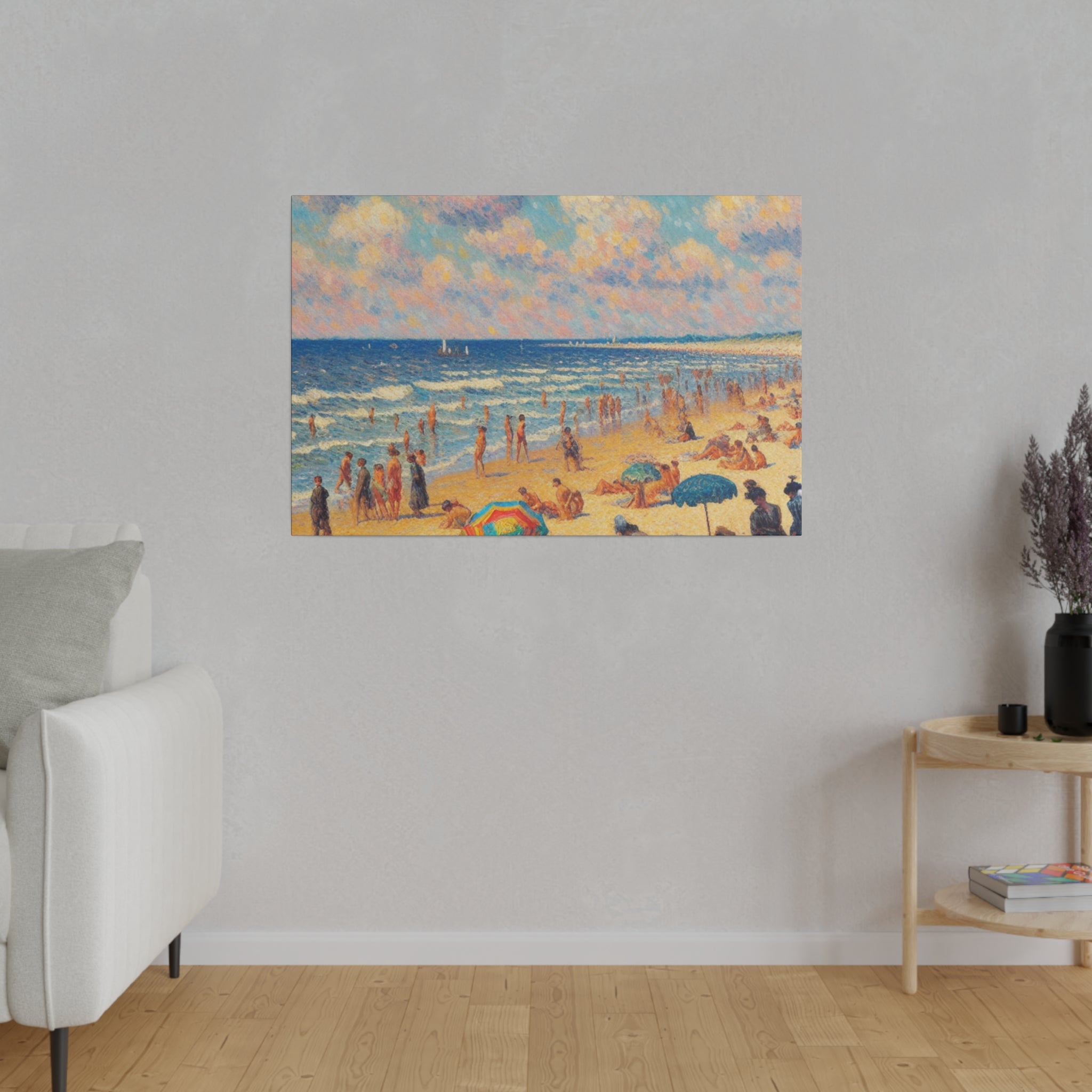 Sunday Beach Day Coastal Decor Beach Painting Canvas