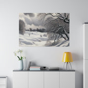 White Hues on Ageless Frost Winter Snow Painting Canvas