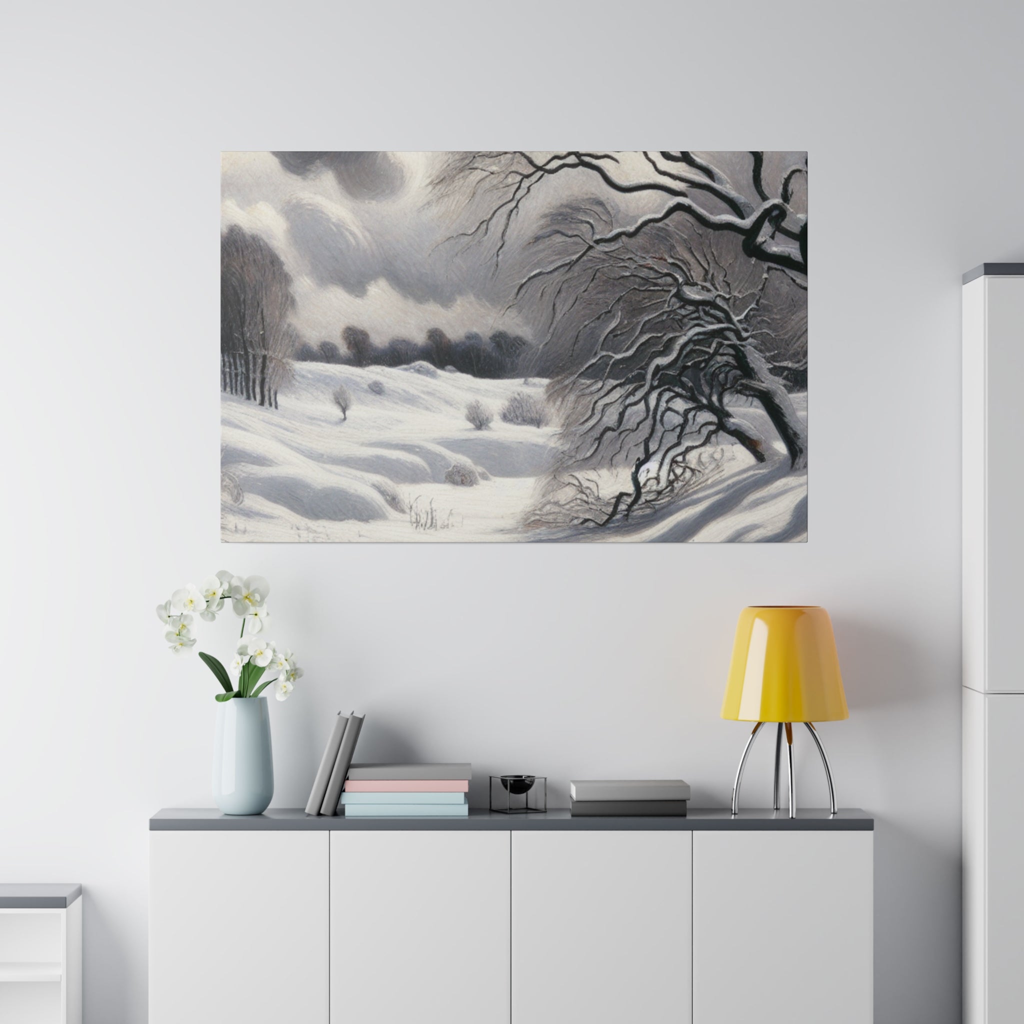 White Hues on Ageless Frost Winter Snow Painting Canvas