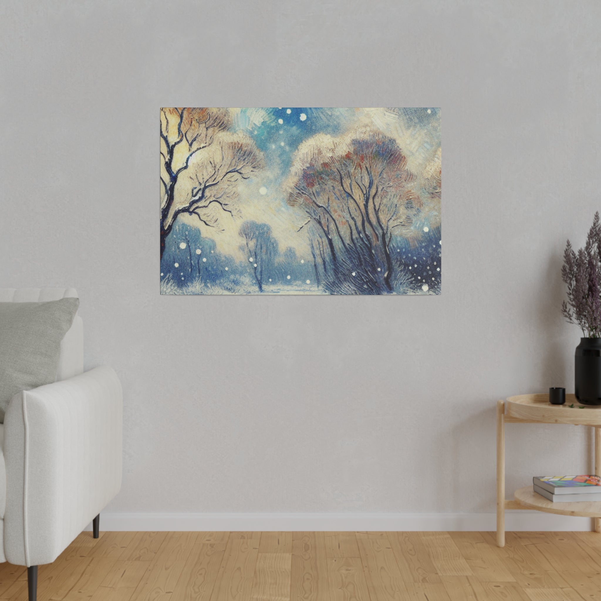 Snowscape Painting | Winter Sky Scene | Winter Wall Art Canvas