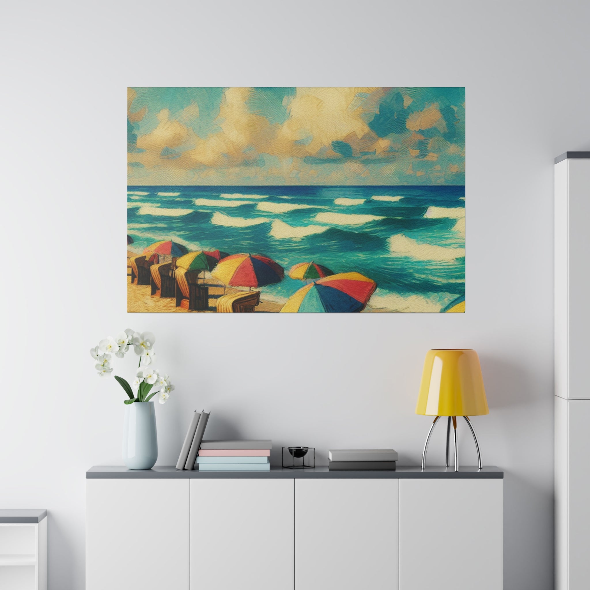 Nostalgic Shores Coastal Decor Beach Painting Canvas