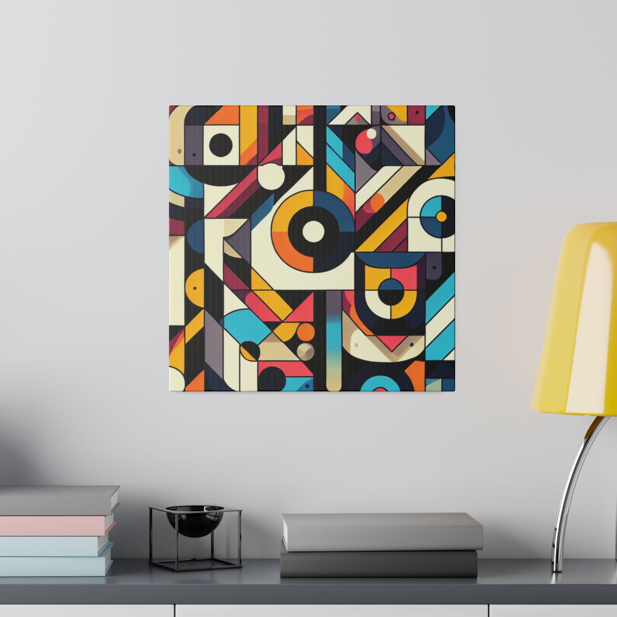 Geometric Symphony in Maximalist Hues Geometric Painting Canvas