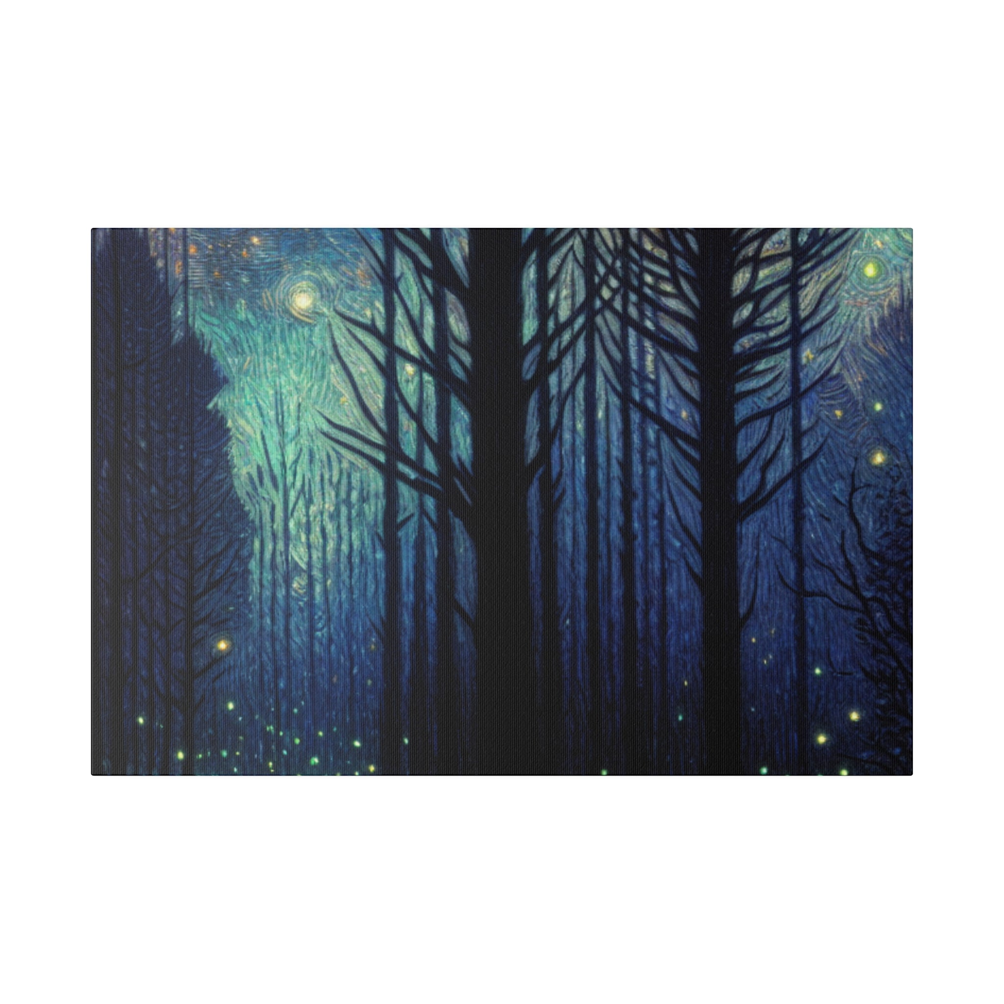 Firefly Glow Night Forest Painting Canvas