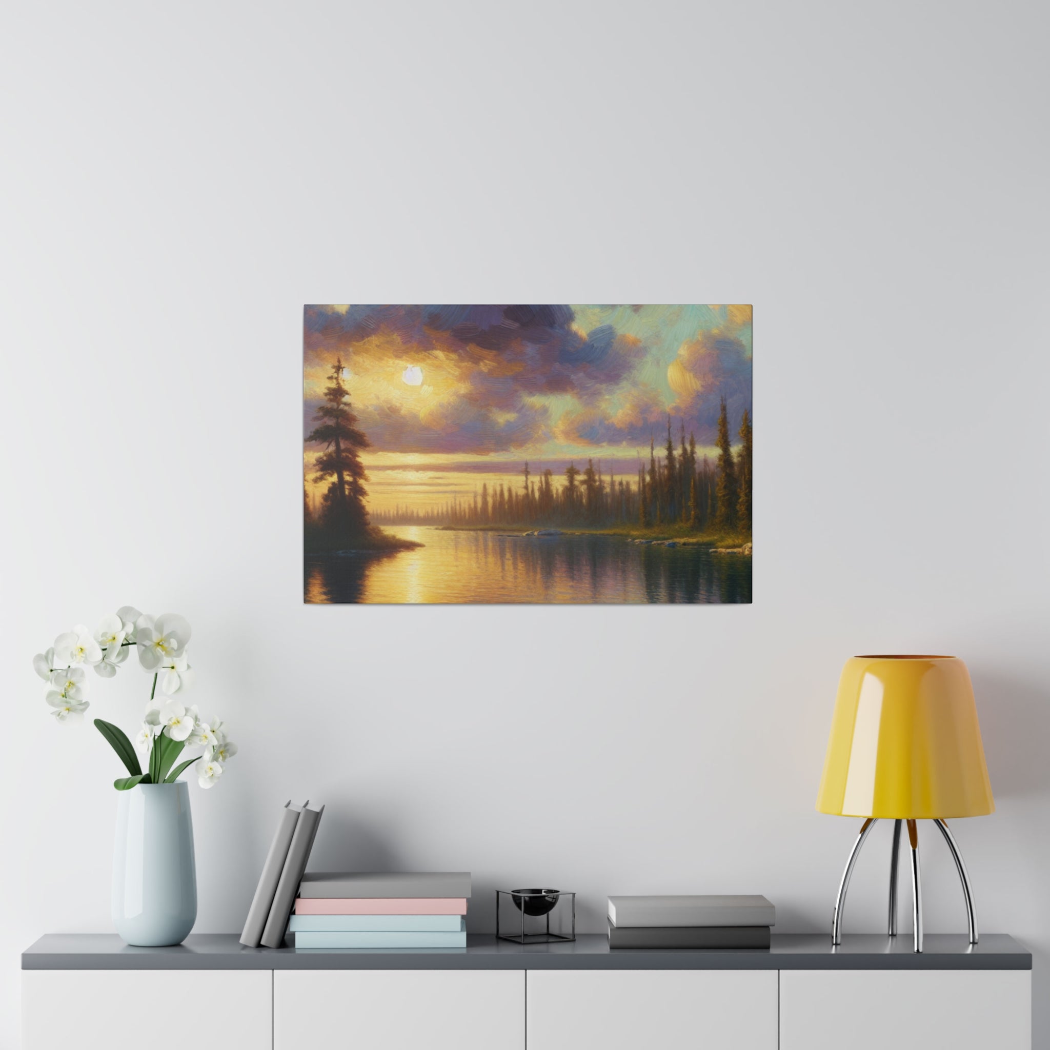 Serenity Lake Mirage Lake Painting Canvas