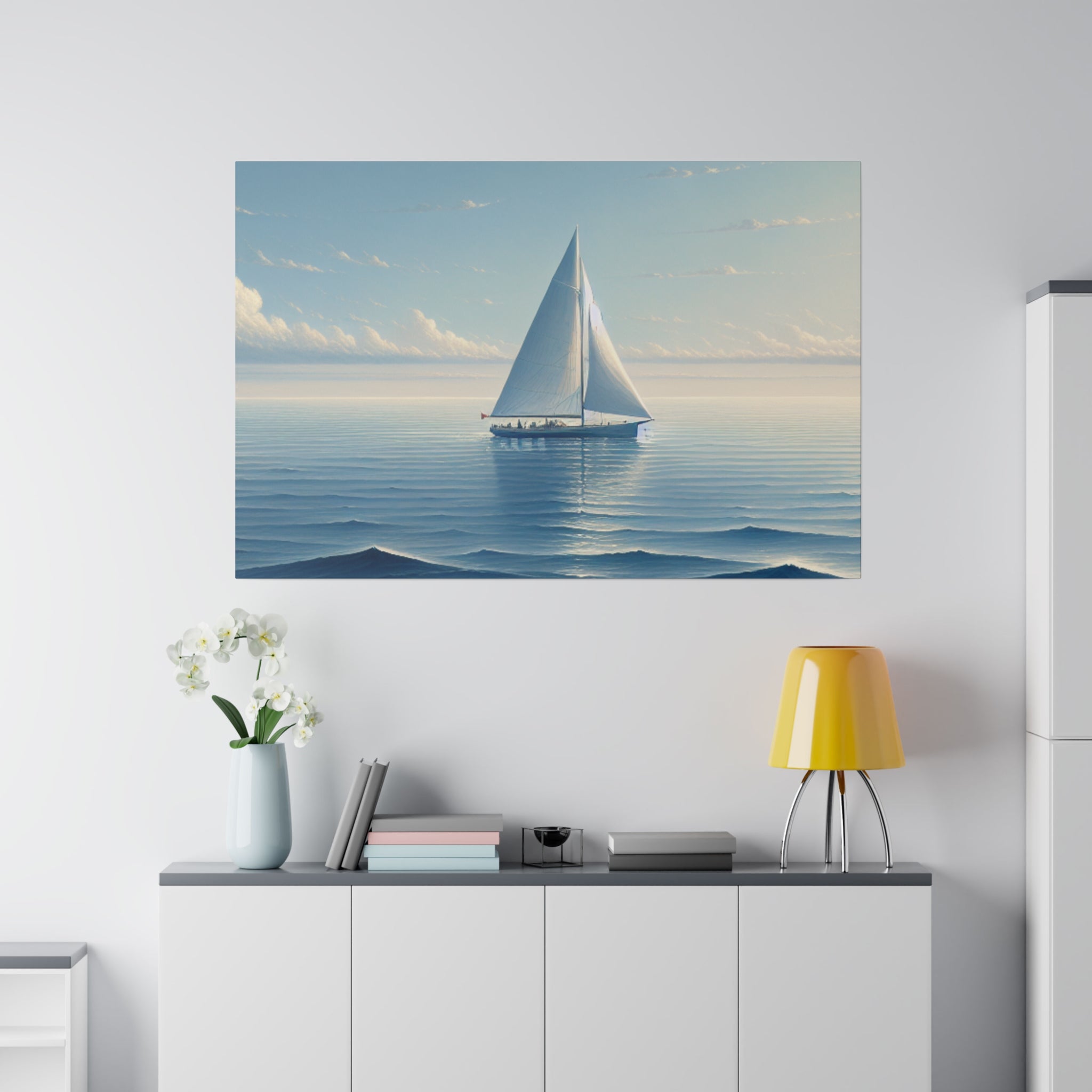 Seafarer Solitude Sailboat Painting Canvas