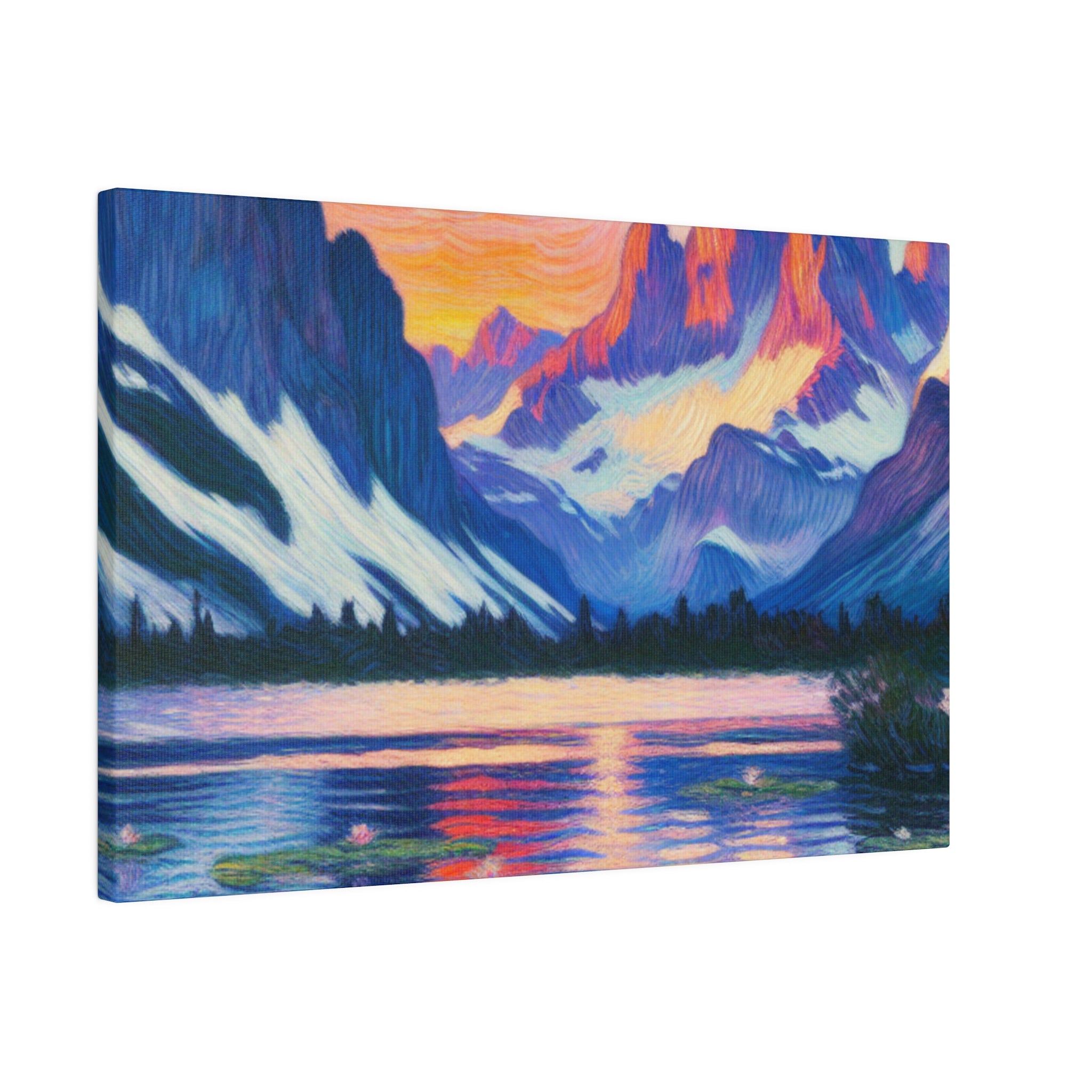 Quiet Lake Mountain Landscape Painting Canvas