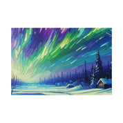 Nocturnal Hues Northern Lights Skycape Painting Canvas