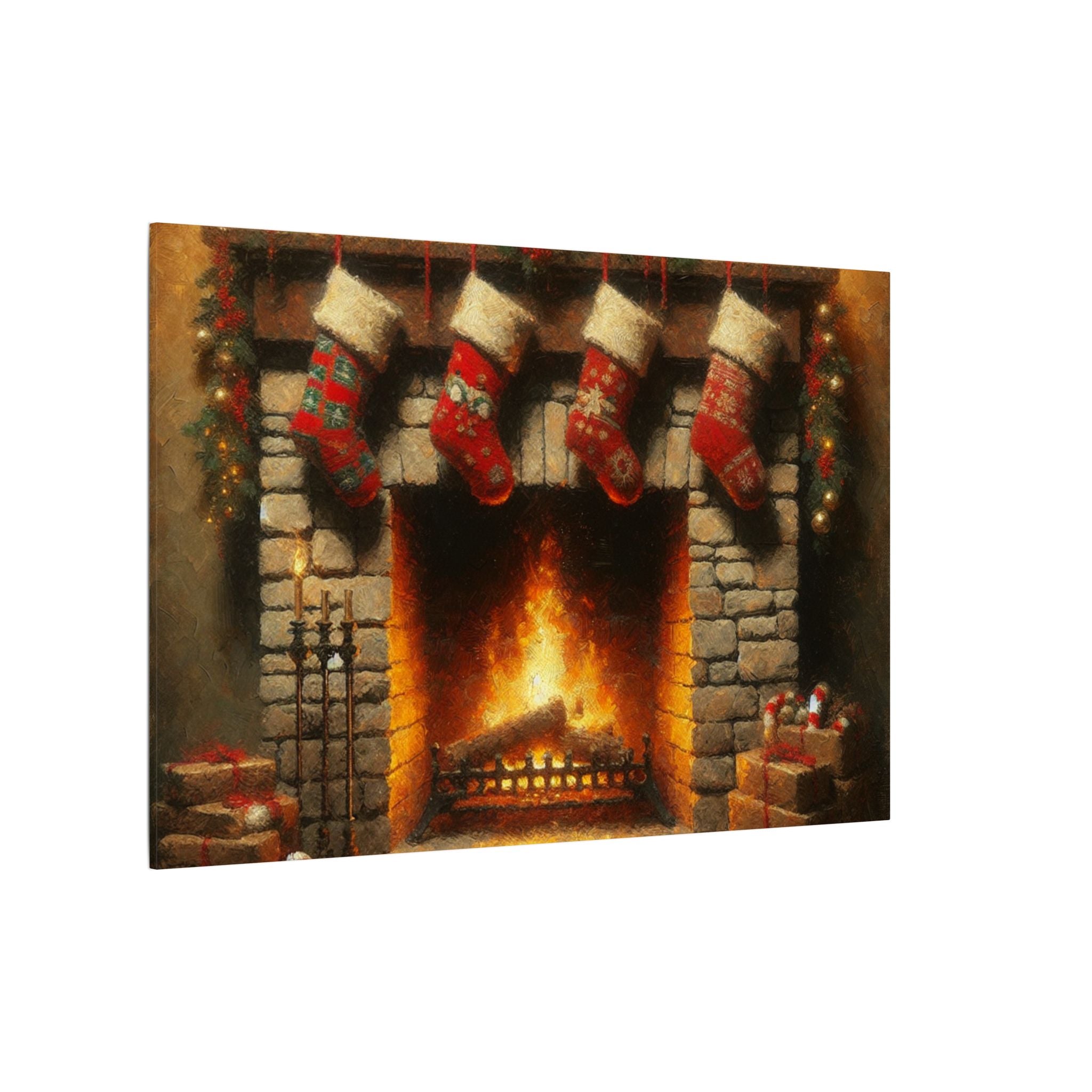 Cozy Christmas Fireplace Canvas