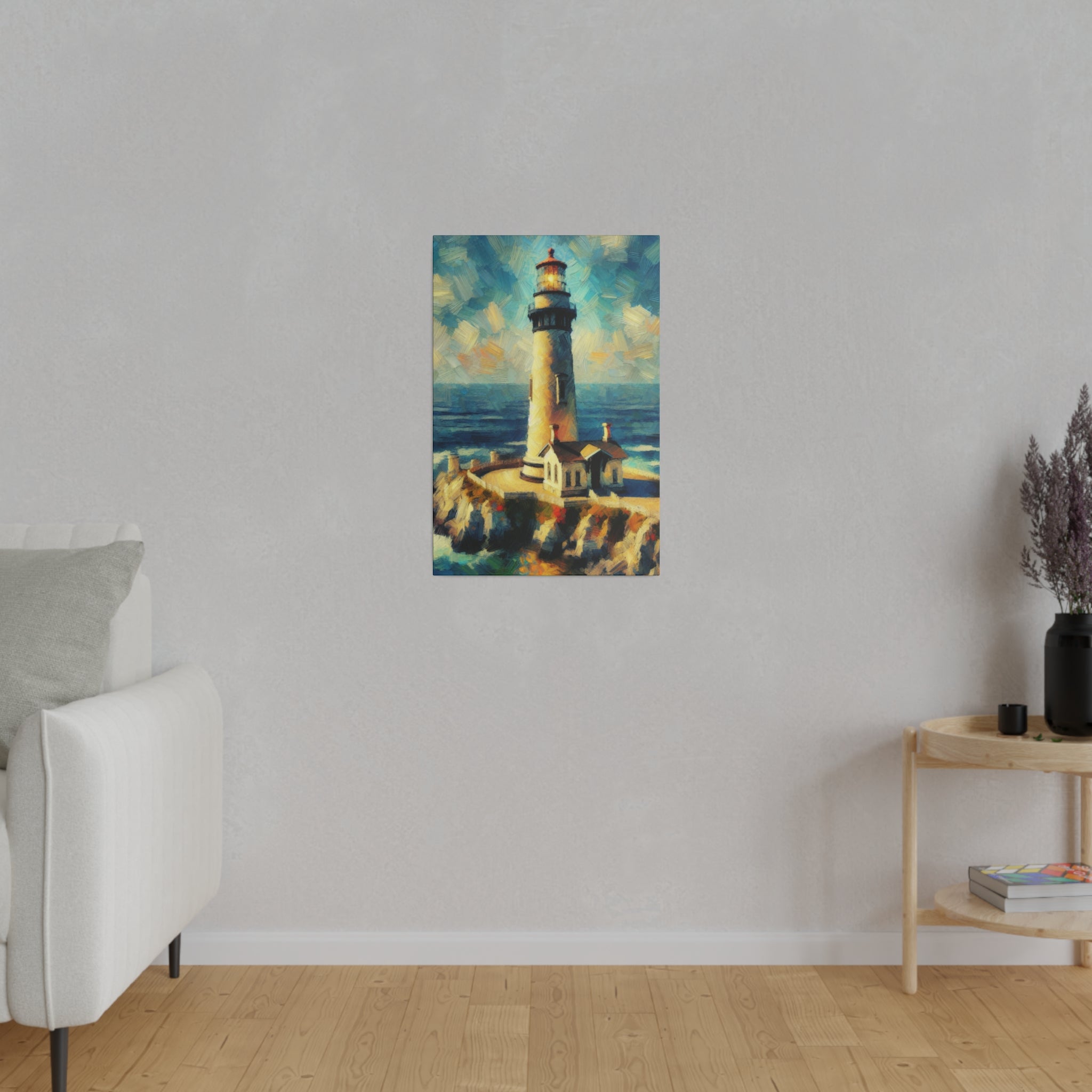 Maritime Mirage Coastal Wall Art Lighthouse Painting Canvas