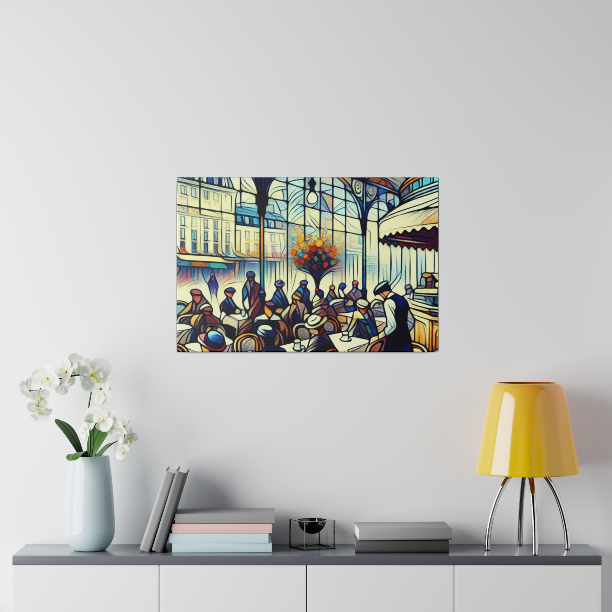 Morning Muse Vintage European Cafe Artwork Canvas