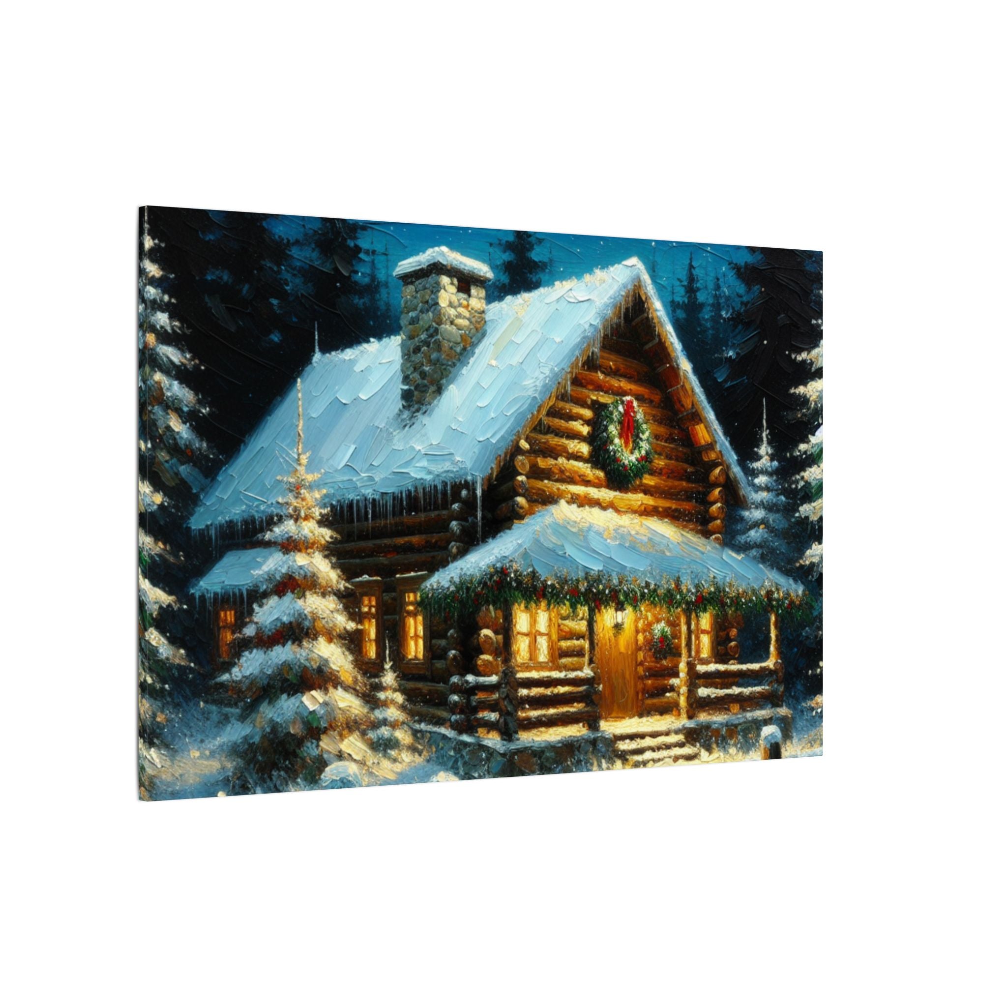 Christmas Cabin in the Woods Canvas