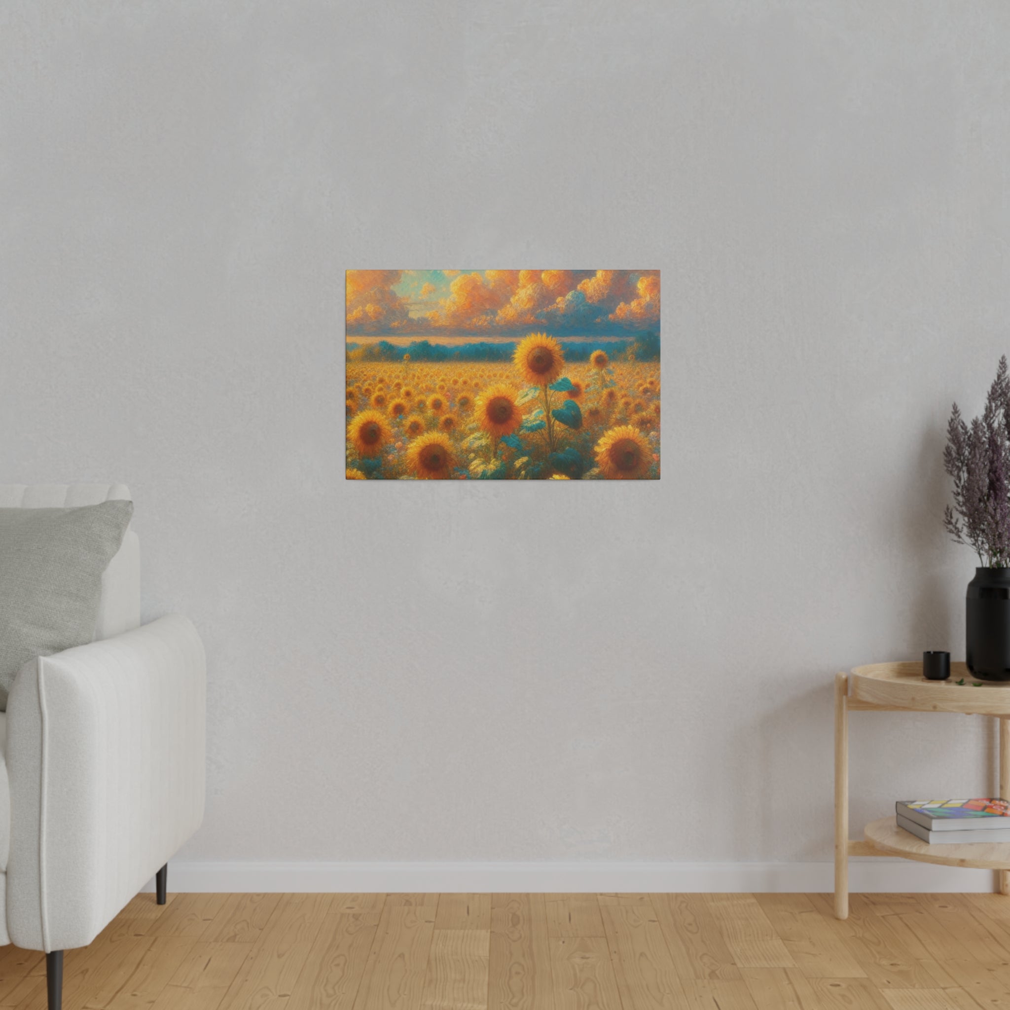 Sunny Harvest Floral Wall Art Sunflower Painting Canvas