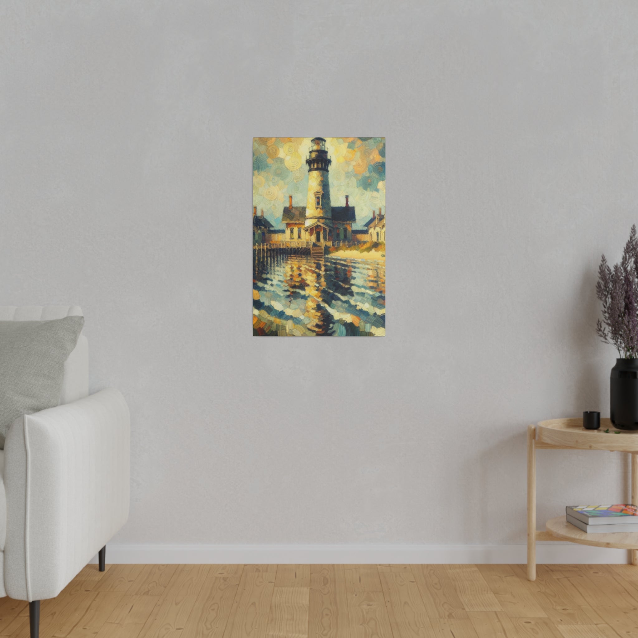 Harbor’s Beacon Coastal Wall Art Lighthouse Painting Canvas