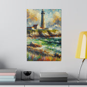 Beacon Brushstrokes Coastal Wall Art Lighthouse Painting Canvas