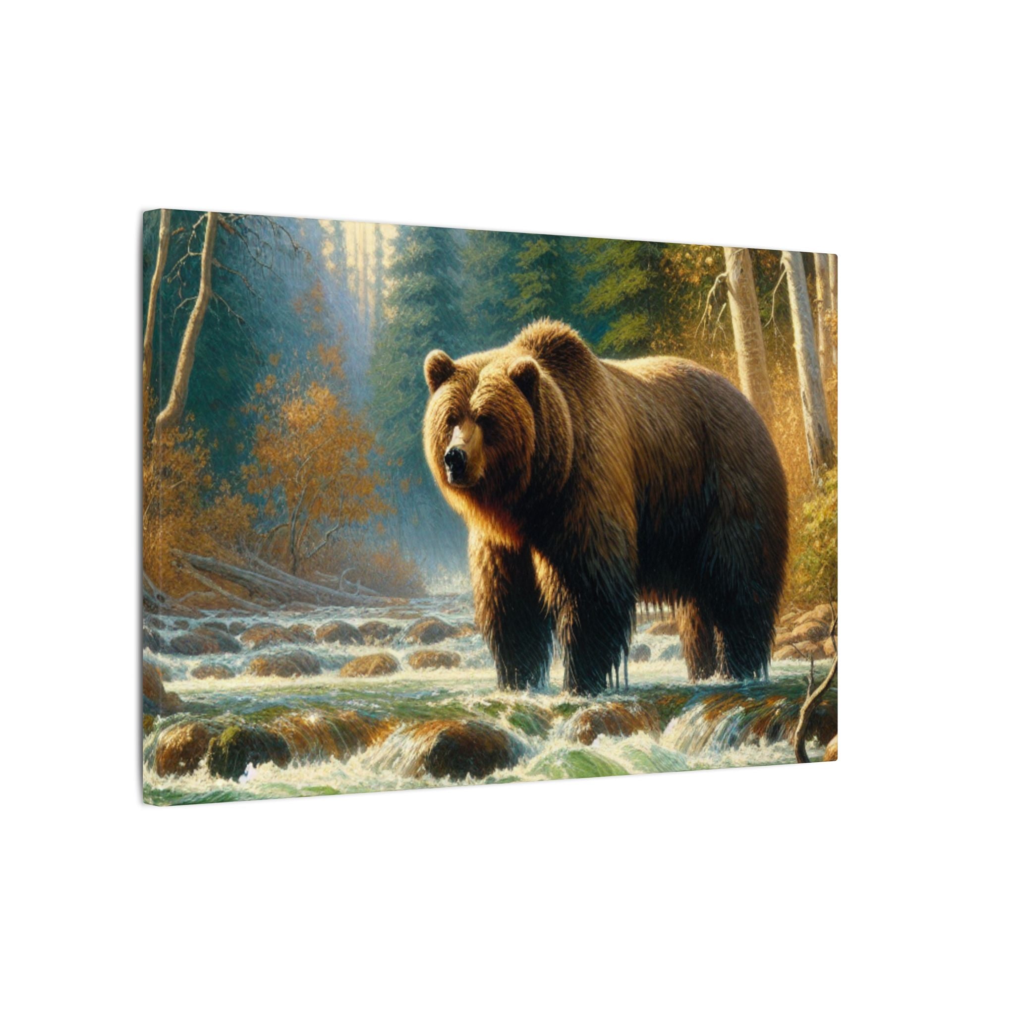 Grizzly in Forest Brook Canvas