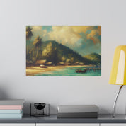 Serene Coastline Remote Island Beach Painting Canvas