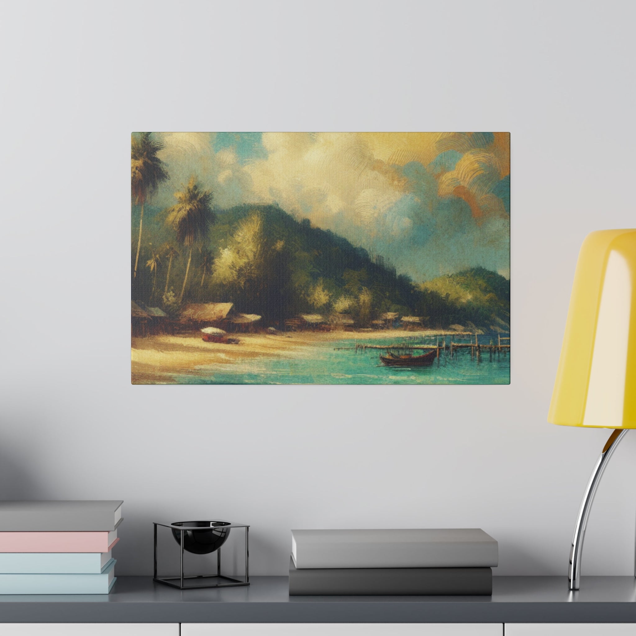 Serene Coastline Remote Island Beach Painting Canvas