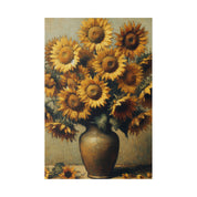 Aged Blooms Flowers In Vase Sunflower Painting Canvas