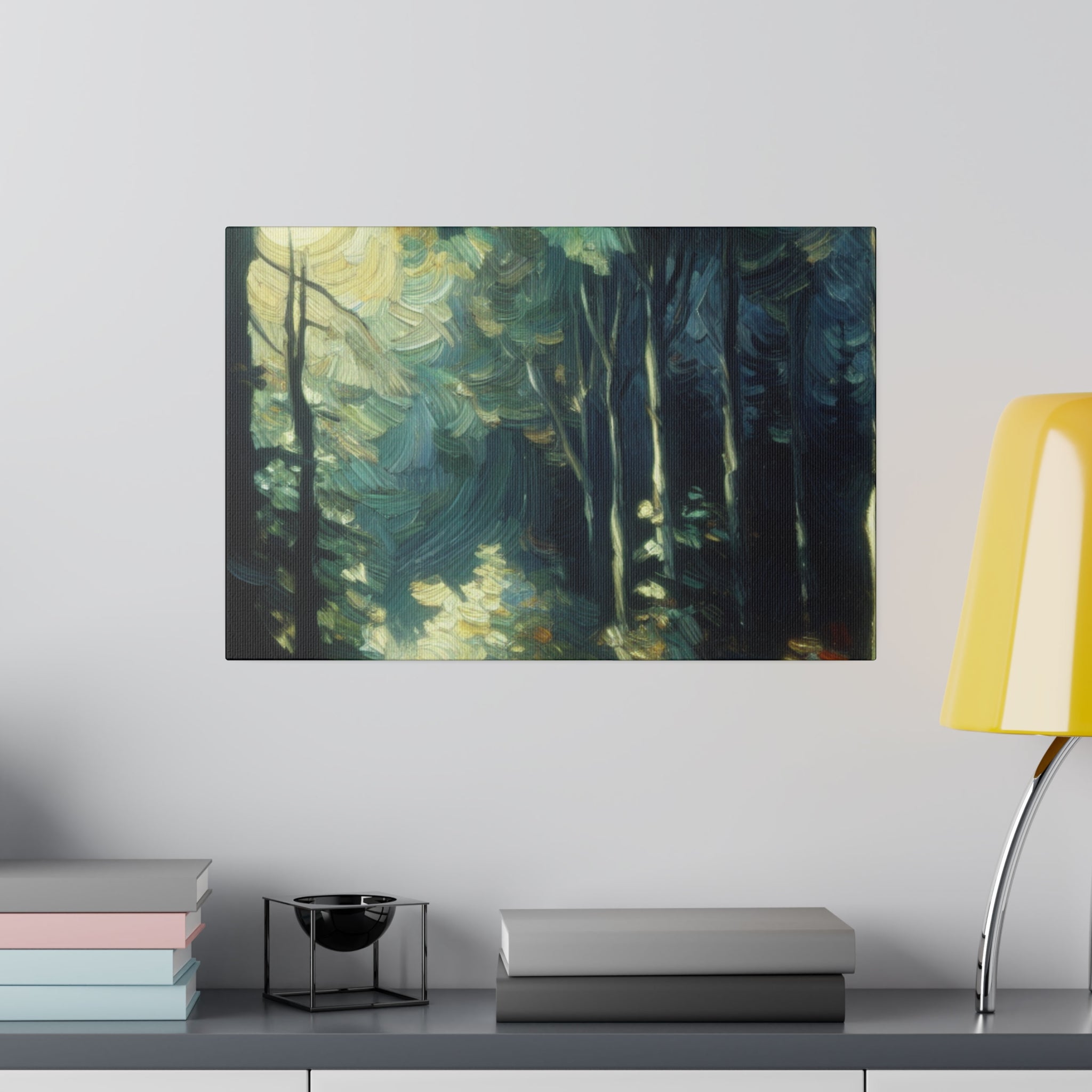 Bright Moonlight Forest Painting Canvas