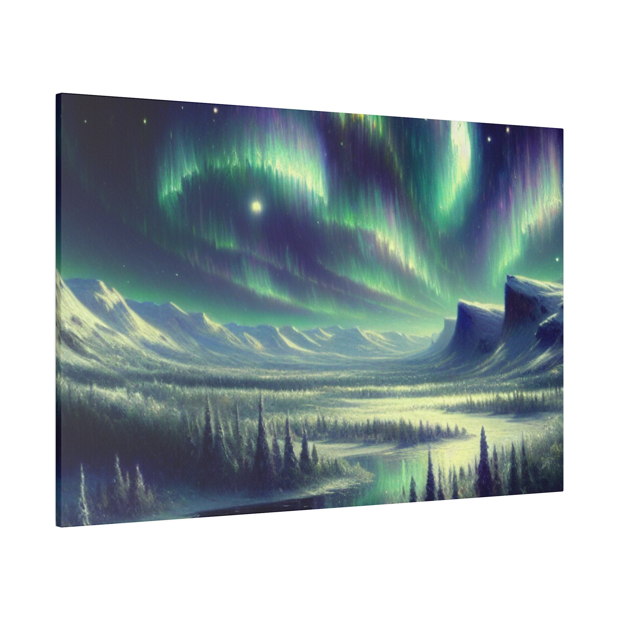 Winter Snowy Dream Northern Lights Painting Canvas