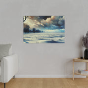 Snowscape Painting | Snowy Farmland Field Scene | Winter Artwork Canvas