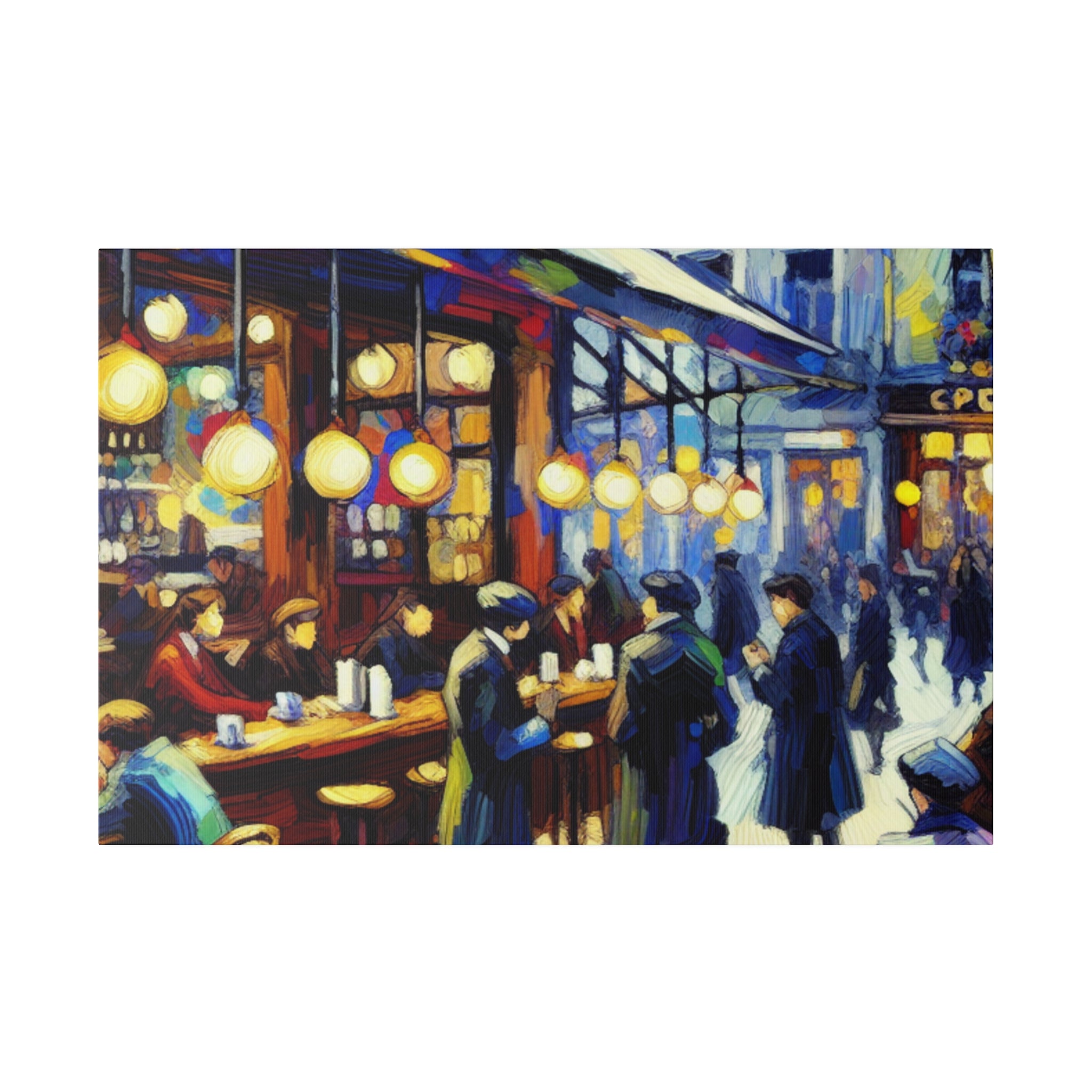 Vintage European Street Cafe Artwork Painting Canvas