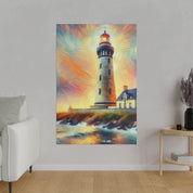 Luminous Beacon Coastal Wall Art Lighthouse Painting Canvas