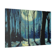 Night Moon Whisper Expressionist Forest Painting Canvas