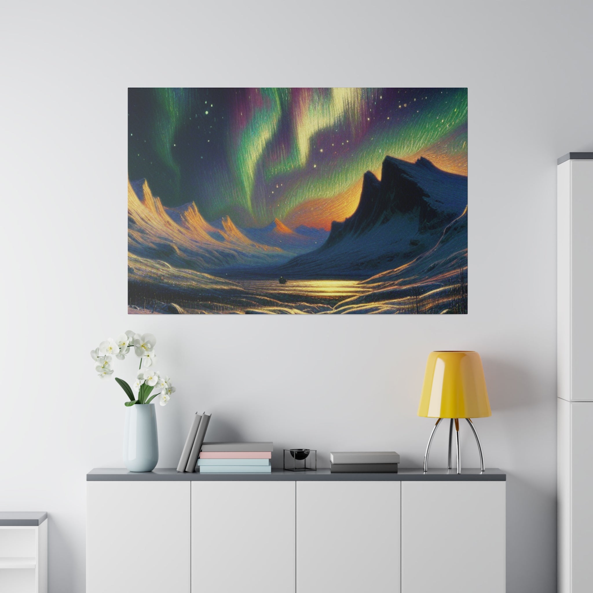 Auroral Frost Lullaby Northern Lights Painting Canvas