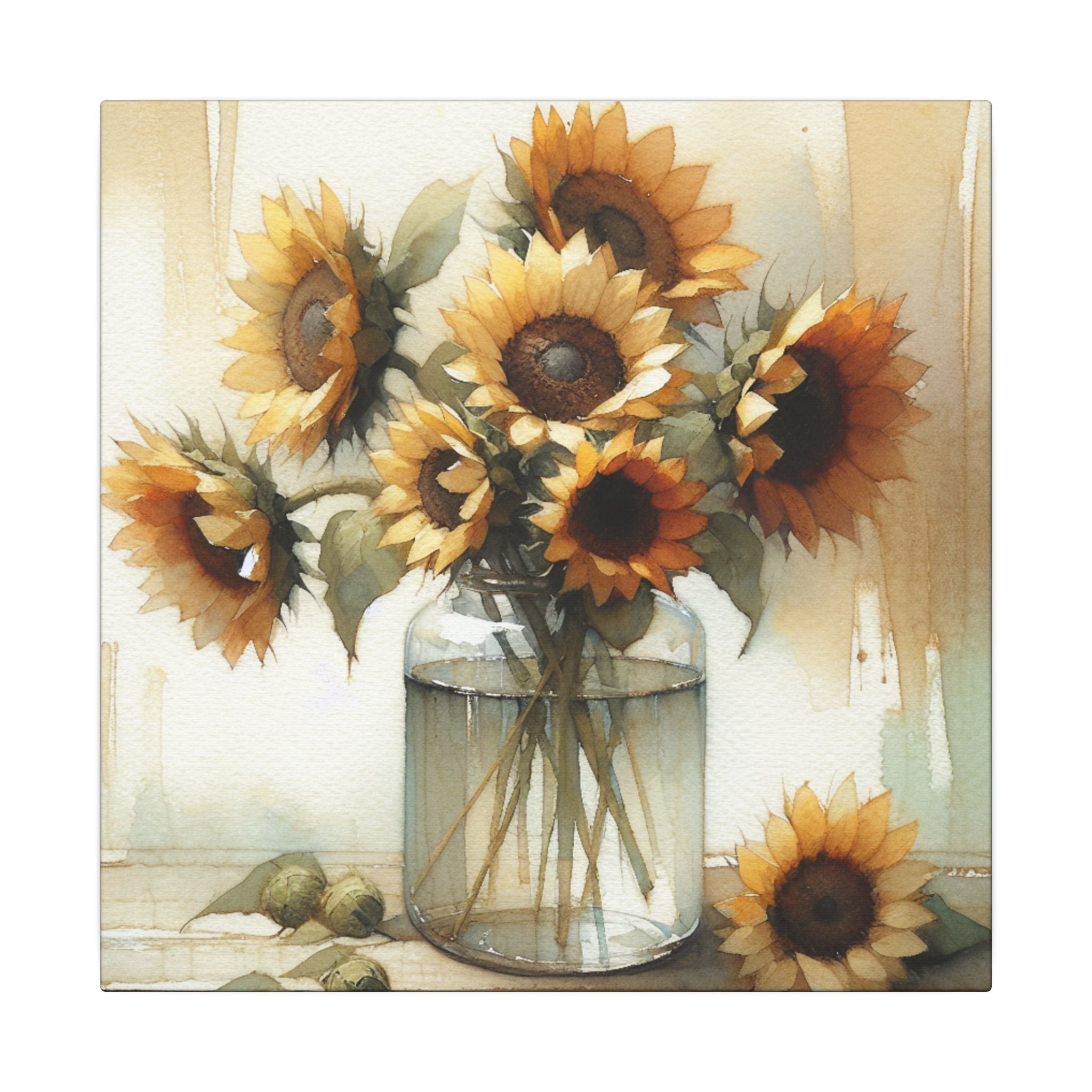 Sunflowers in Whitewash Canvas