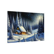 Snowy Cabin Lights Canvas