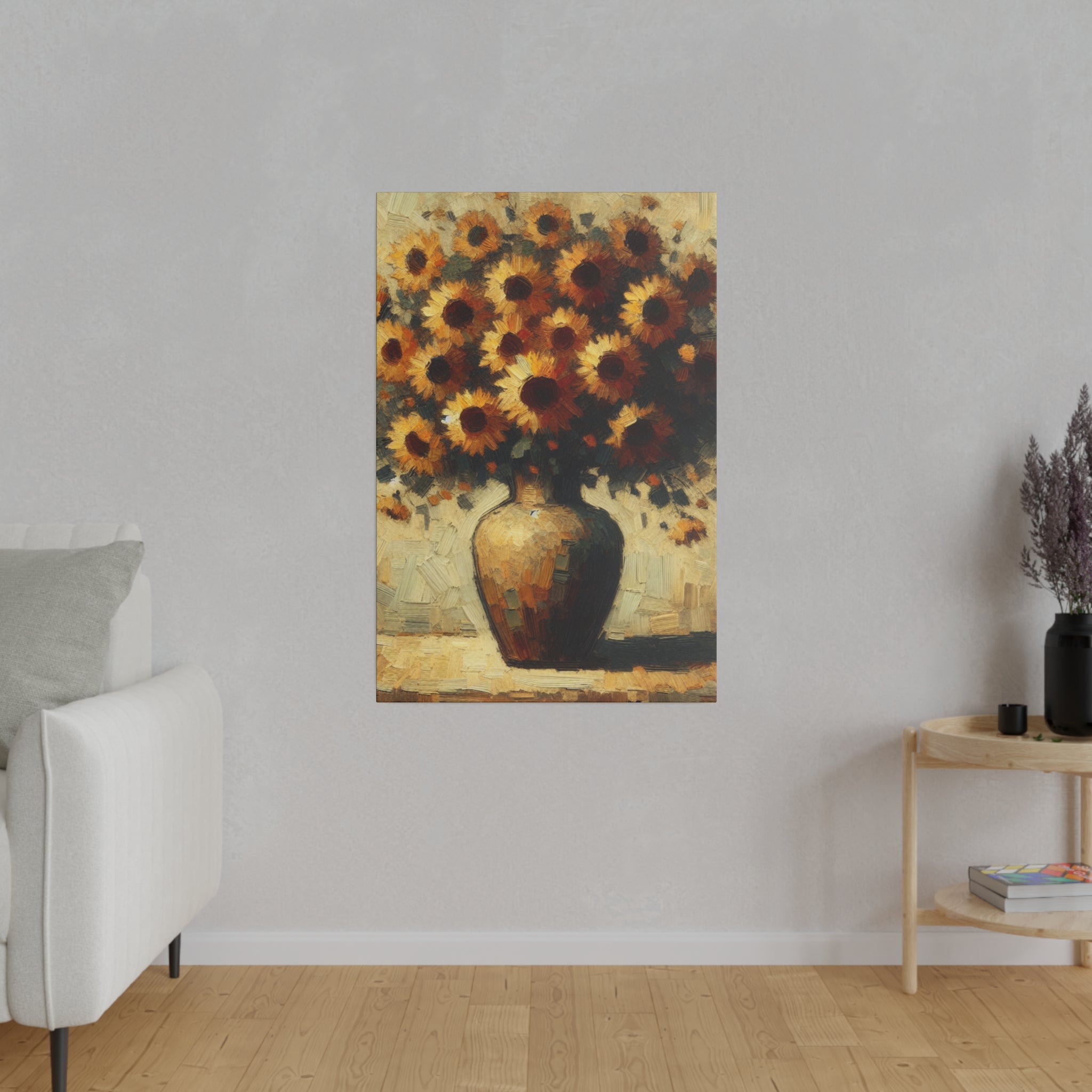 Timeless Blossoms Flowers In Vase Sunflower Painting Canvas