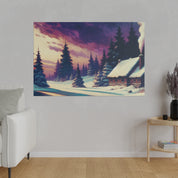 Indigo Sky An Expressionist Vintage Snowscape Winter Painting Canvas