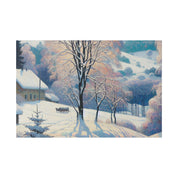 Frosty Epoch Cabin Snowscape Winter Painting Canvas