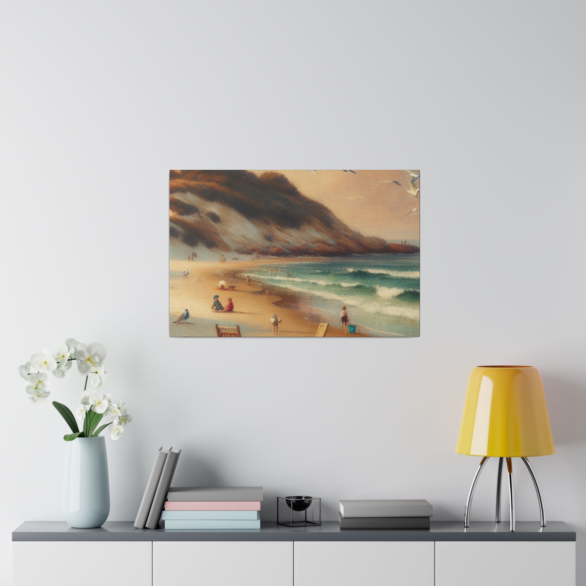 Seashore Whispers Impressionist Empty Beach Painting Canvas