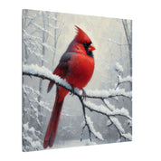 Cardinal in Winter Impressionist Canvas