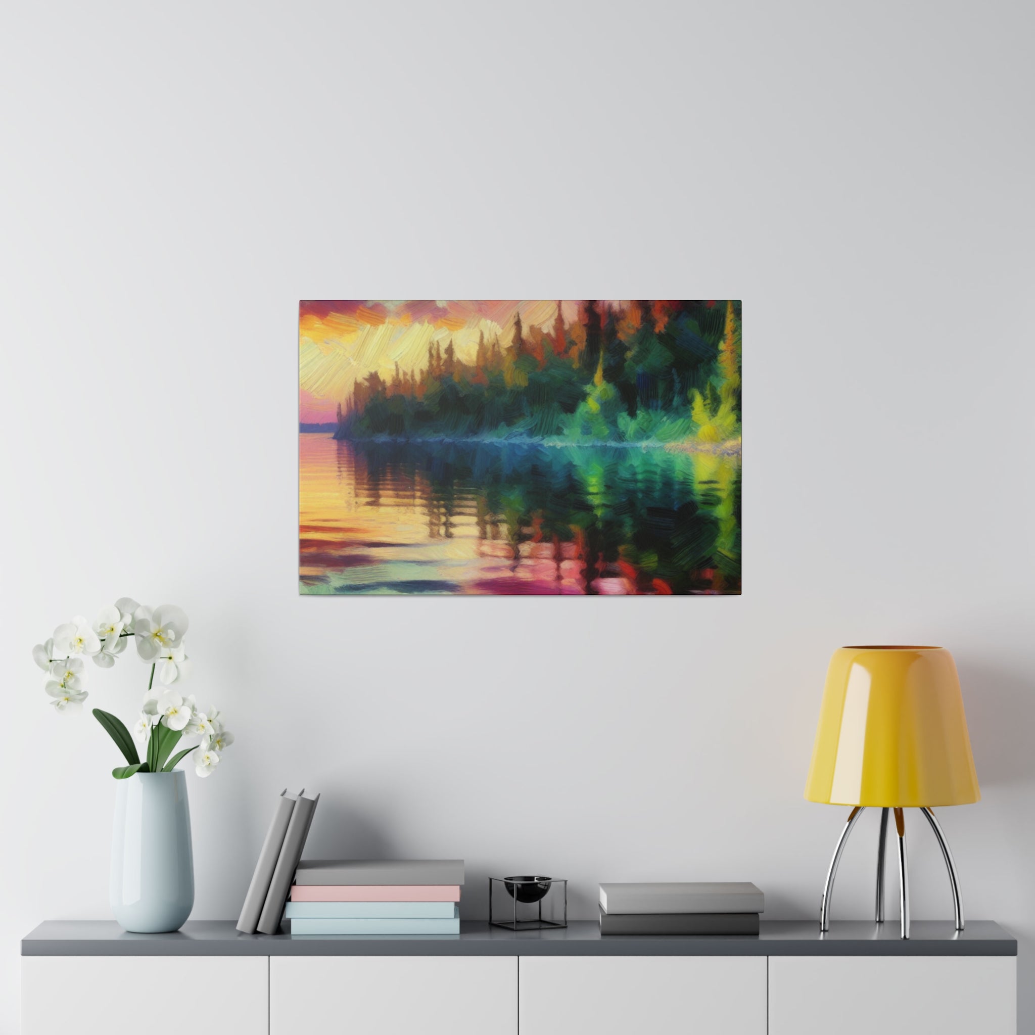 Reflective Solitude Lake Painting Canvas