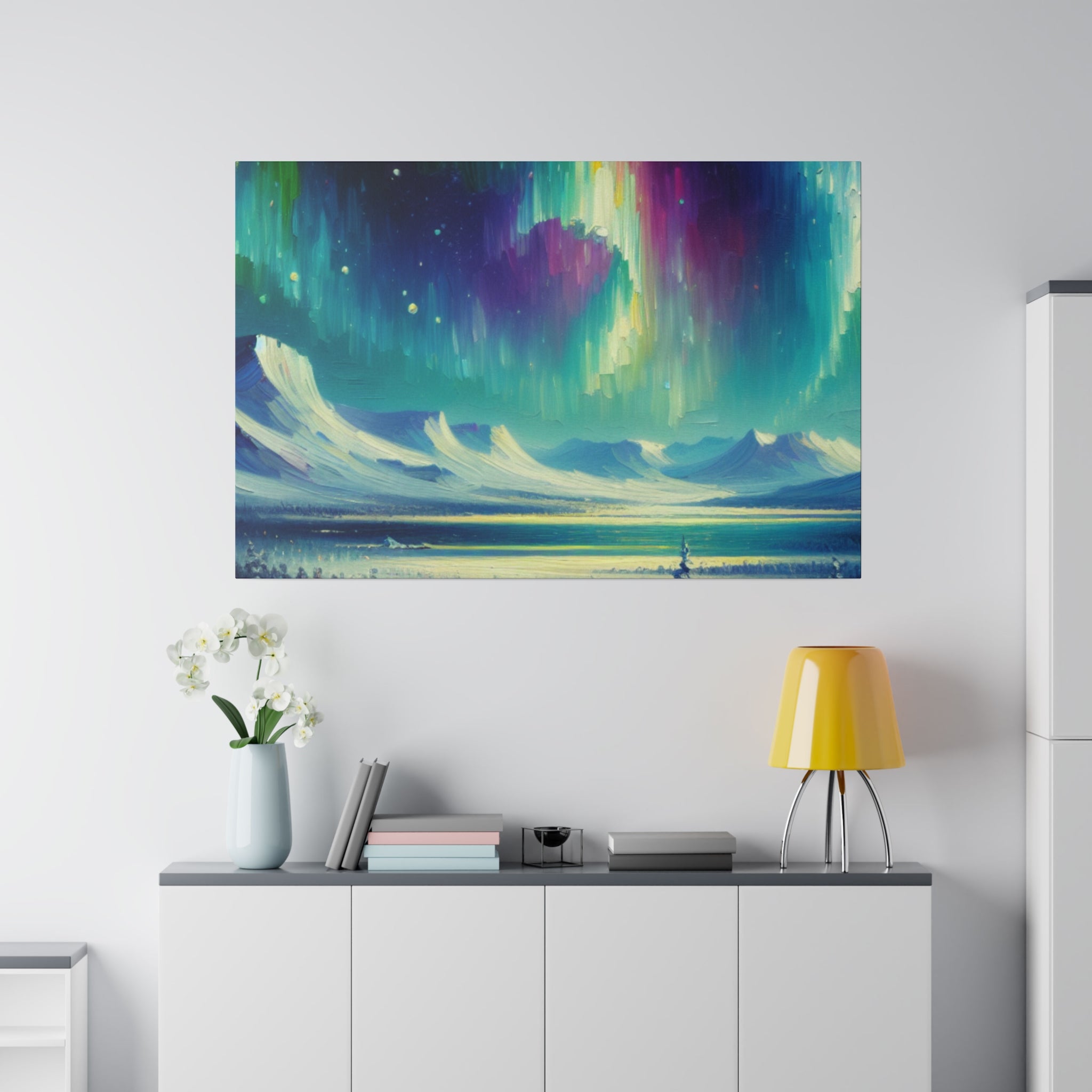 Aurora Winter Dream Northern Lights Painting Canvas