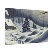 Remote Shack Vintage Expressionist Winter Painting Canvas