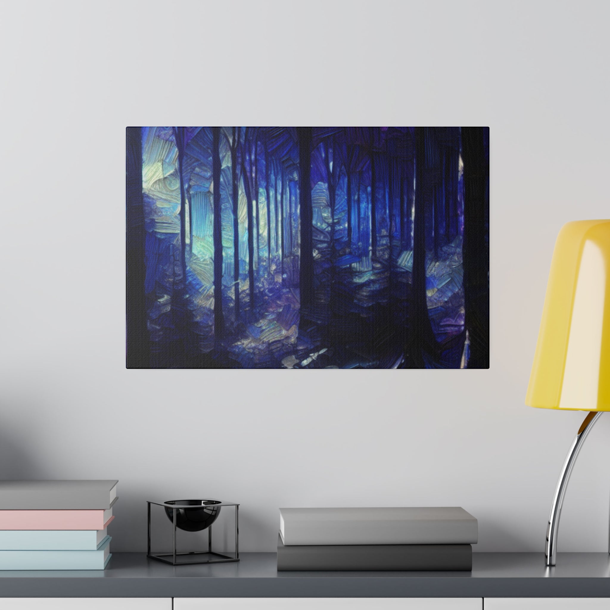 Whispering Blue Timber Symphony Forest Painting Canvas