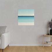 Blue Minimalist Coastal Landscape Beach Painting Canvas