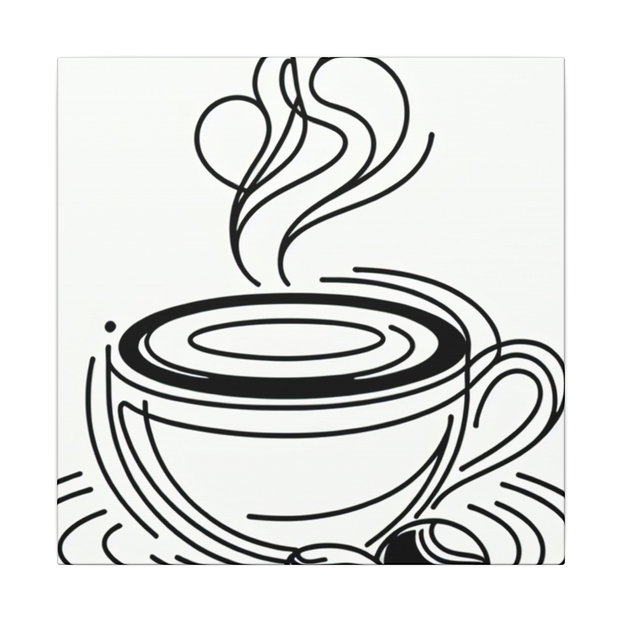 Minimalist Coffee Cup Sketch Canvas