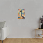 Luminated Beacon Coastal Wall Art Lighthouse Painting Canvas