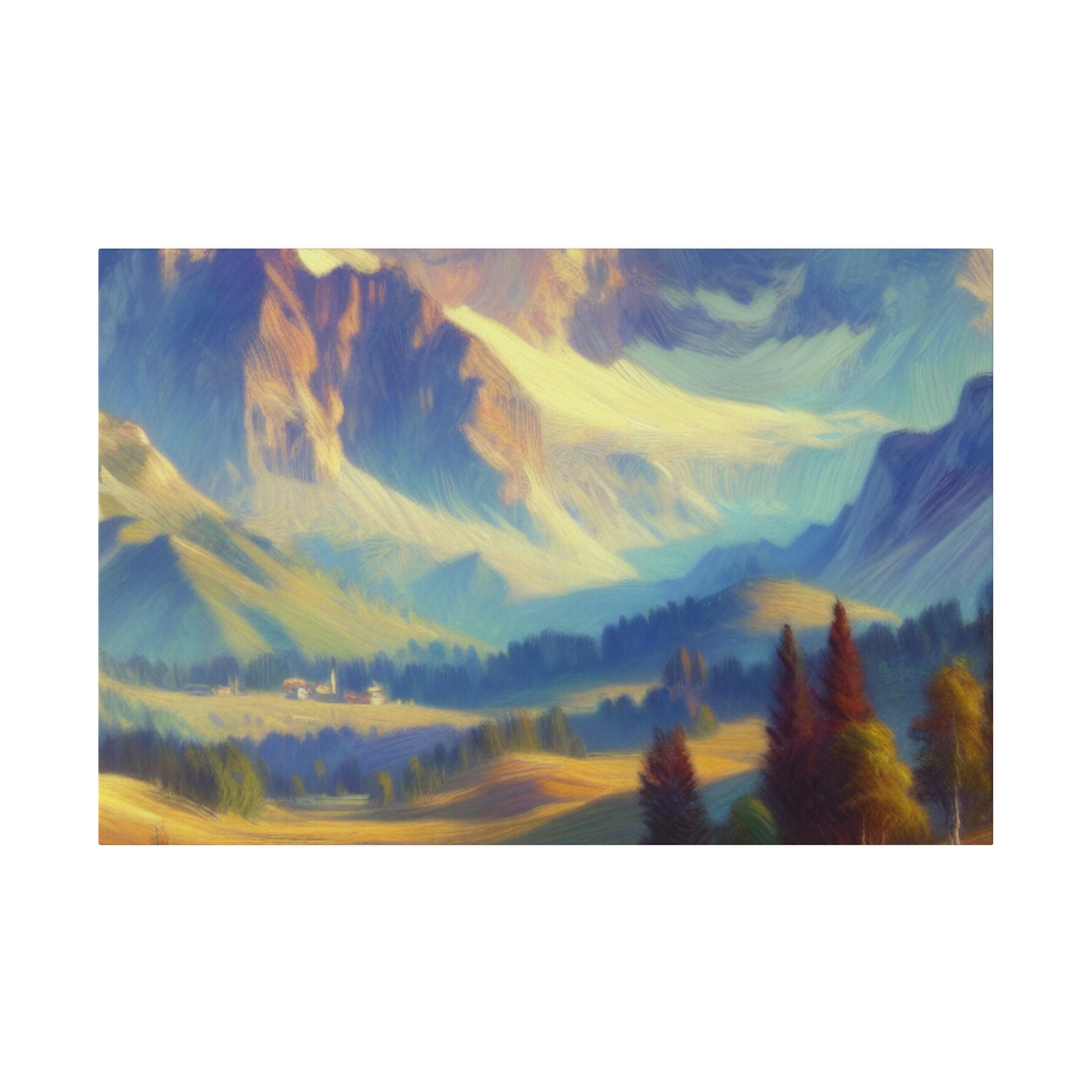 Impressionist Echoes of Majestic Peaks Mountain Landscape Painting Canvas