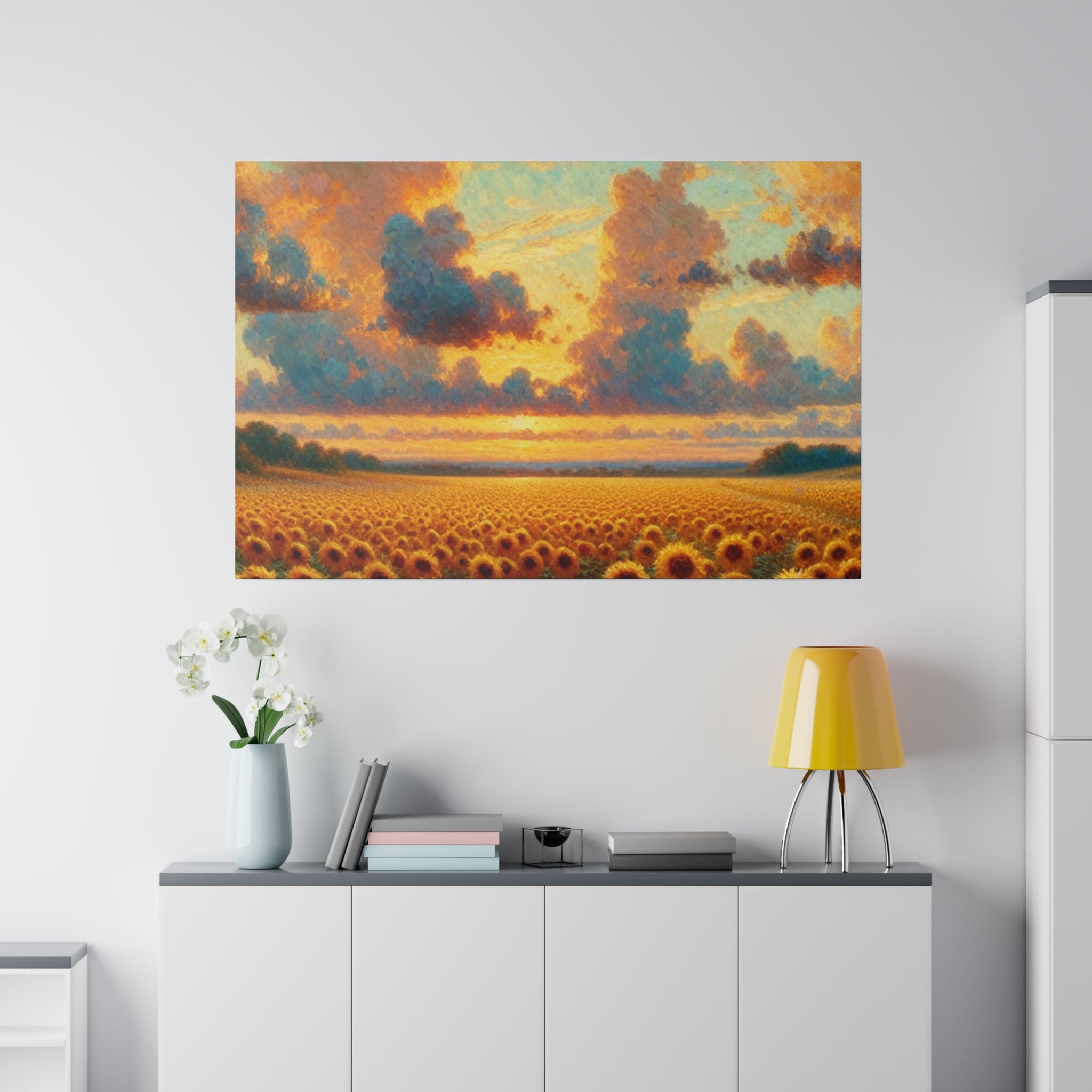 Country Sunflower Field Floral Wall Art Sunflower Painting Canvas