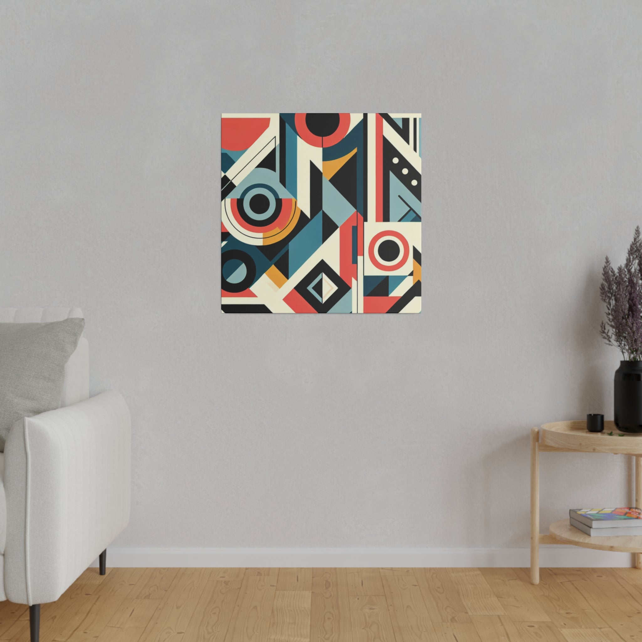 Vibrant Geometry in Cosmic Dance Geometric Painting Canvas