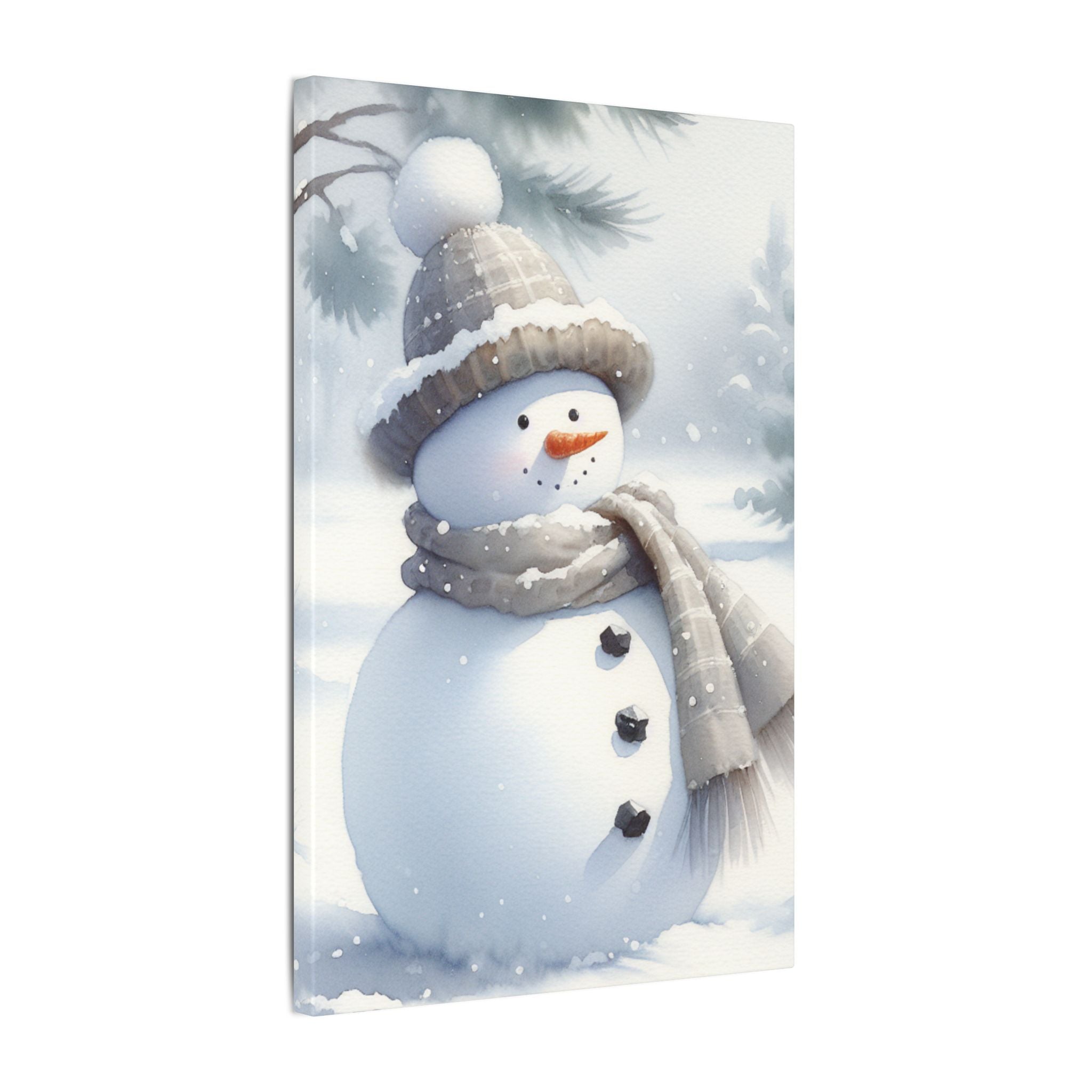 Scarfed Snowman Canvas