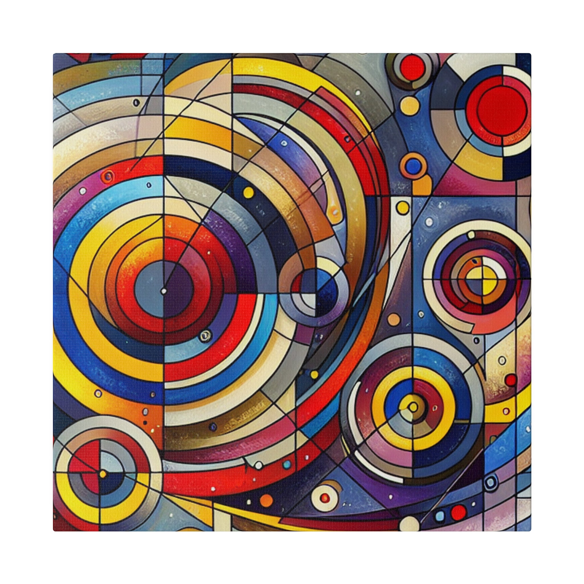 Geometric Harmony Red Blue Yellow Abstract Artwork Canvas