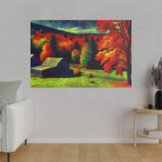 Autumn's Verdant Whisper Farmhouse Fall Painting Canvas